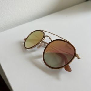Round double bridge mirror ray bans